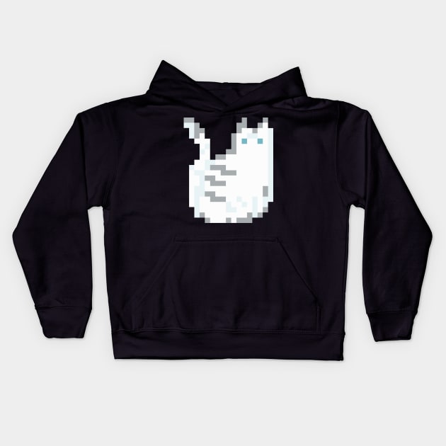 Cat Pixel Art - white dark Kids Hoodie by Uwaki